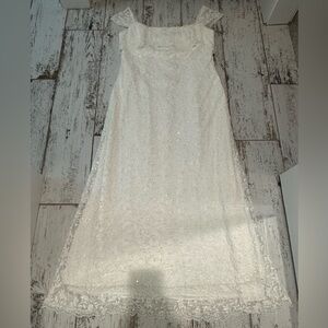 Jessica McClintock White Lace Wedding Sheath Dress